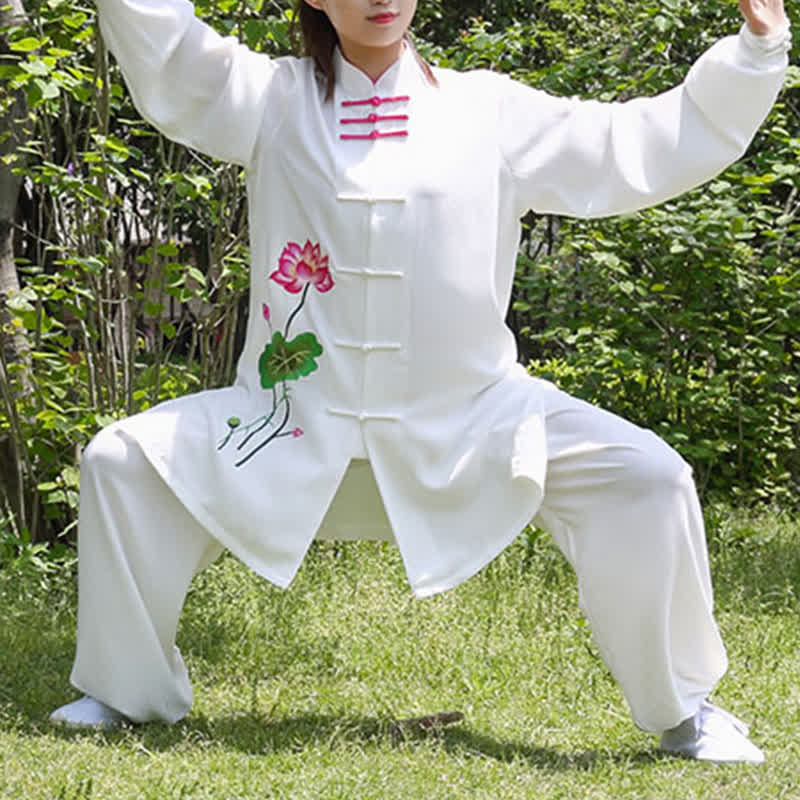 Conjunto de ropa para mujer con diseño de hojas y flores de loto y piedras de Buddha Stones para meditación, tai chi, oración y práctica espiritual zen - image 11