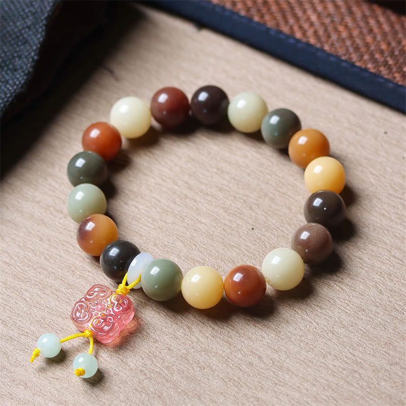 Pulsera de la paz con dije de cristal Liuli, semilla de Bodhi, gradiente multicolor Natural, Buddha Stones