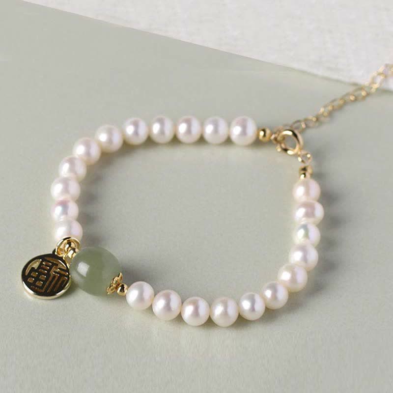 Pulsera de cuentas curativas de felicidad de jade hetiano con perlas naturales de Buddha Stones