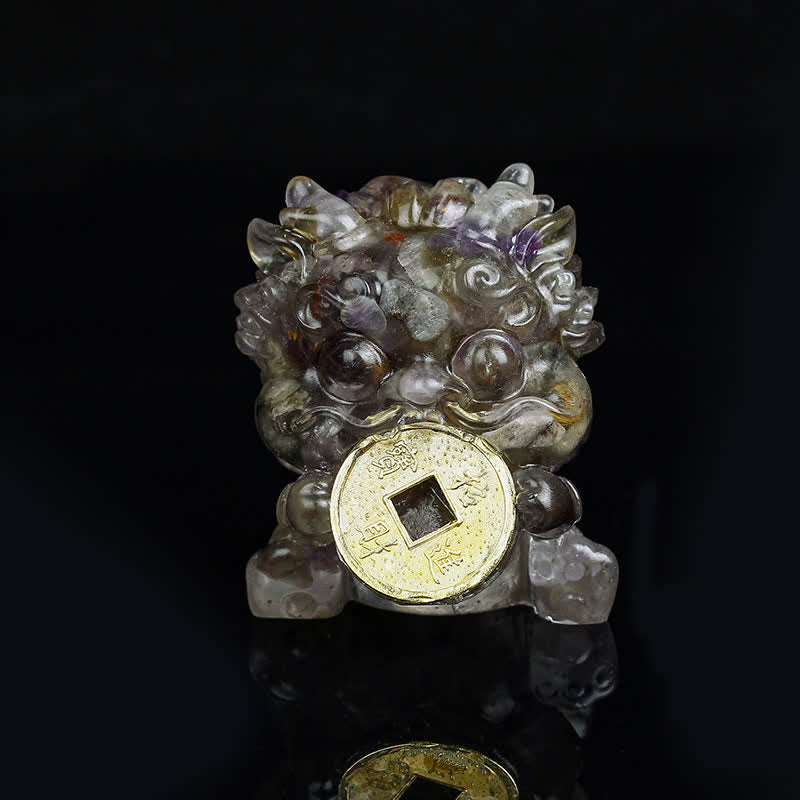 Buddha Stones hechas a mano, moneda de oro PiXiu, cristal Fengshui, energía, fortuna, decoración del hogar - Auralite23 - image 13