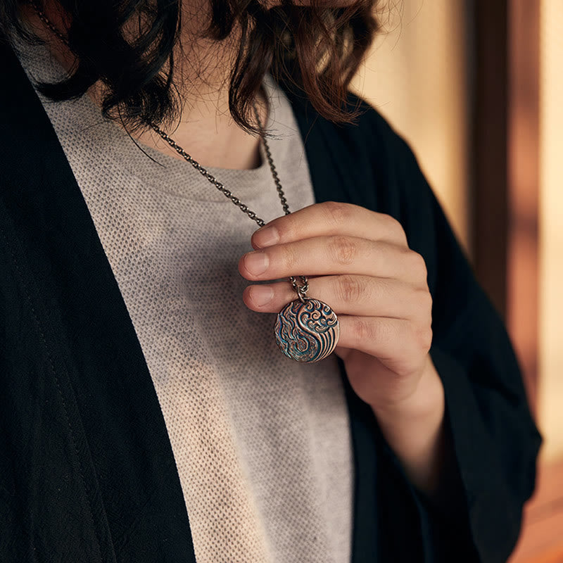 Collar con colgante de equilibrio de agua y fuego Yin Yang de plata de ley 990 con Buddha Stones - image 6