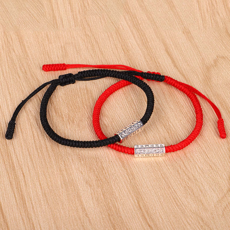 Pulsera de hilo rojo con Buddha Stones Om Mani Padme Hum, protección de la suerte
