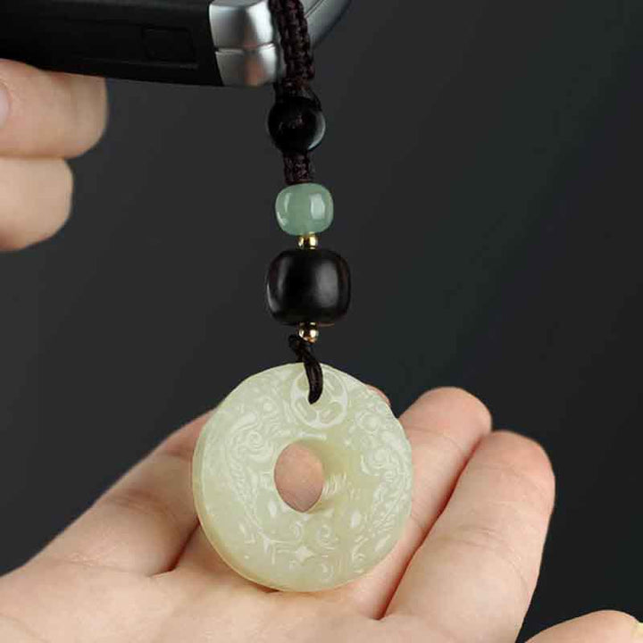 Llavero con hebilla de paz de Jade PiXiu, Buddha Stones , abundancia y riqueza