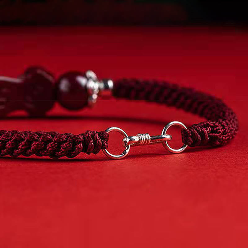 Pulsera trenzada de cinabrio PiXiu hecha a mano con Buddha Stones