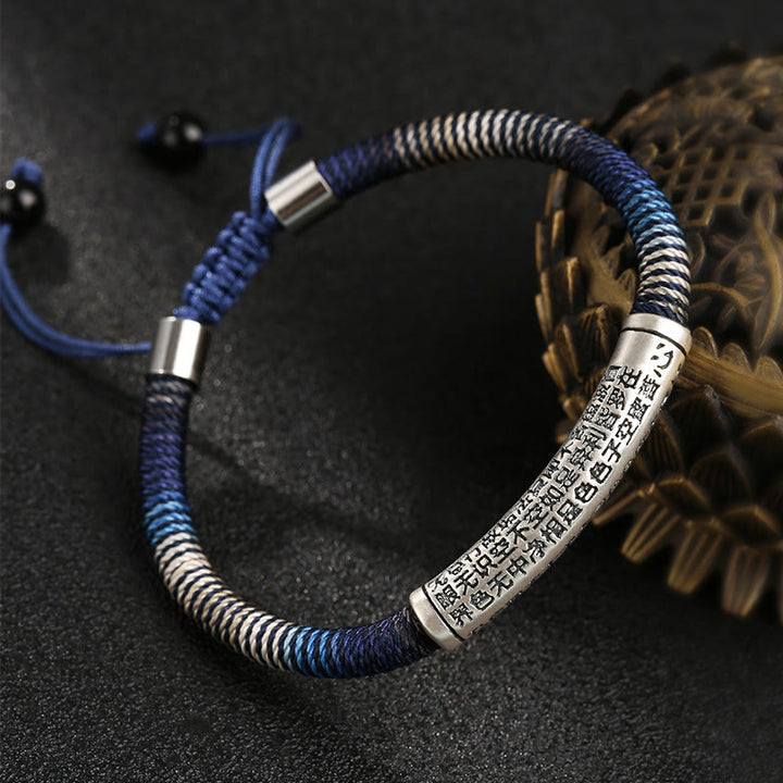 Pulsera trenzada hecha a mano con Buddha Stones de plata de ley 999 con forma de corazón Sutra Calm - image 1