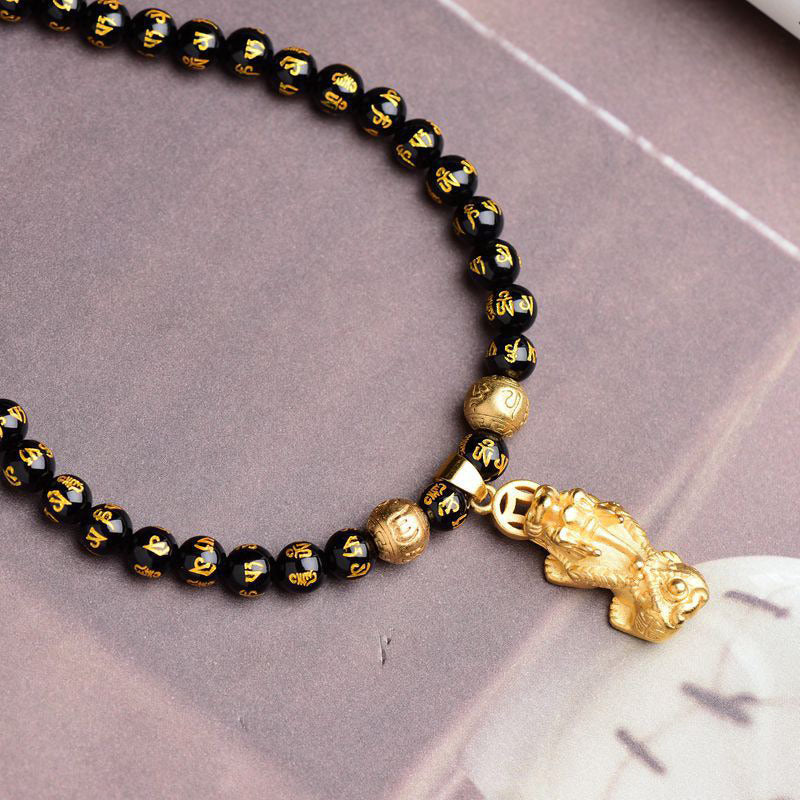 Collar de riqueza PiXiu de obsidiana FengShui