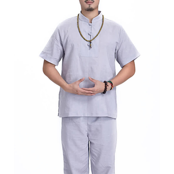 Conjunto de ropa de lino y algodón para hombre con Buddha Stones, meditación espiritual zen y práctica de oración - Gris - US/UK/AU44，EU54 (3XL) - image 18