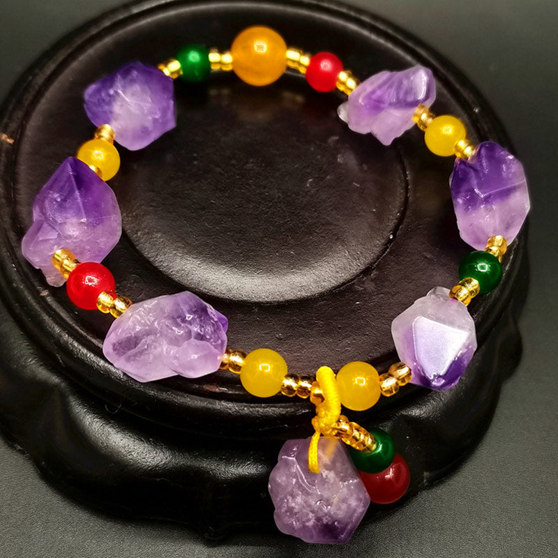 Pulsera curativa de la fortuna de amatista natural