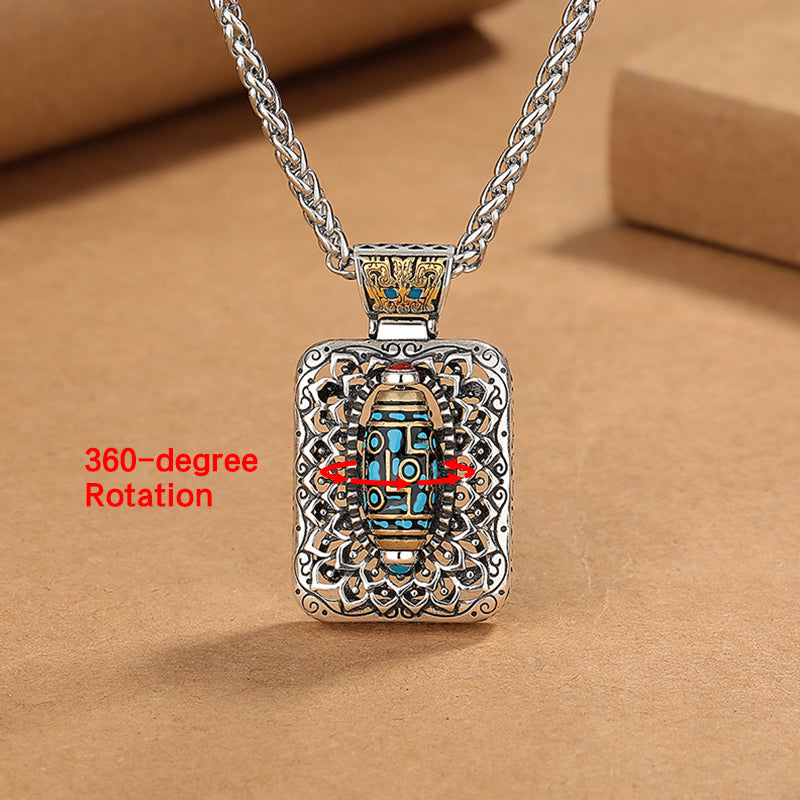 Colgante de collar giratorio curativo de cobre con diseño de cuentas Dzi de nueve ojos de Buddha Stones