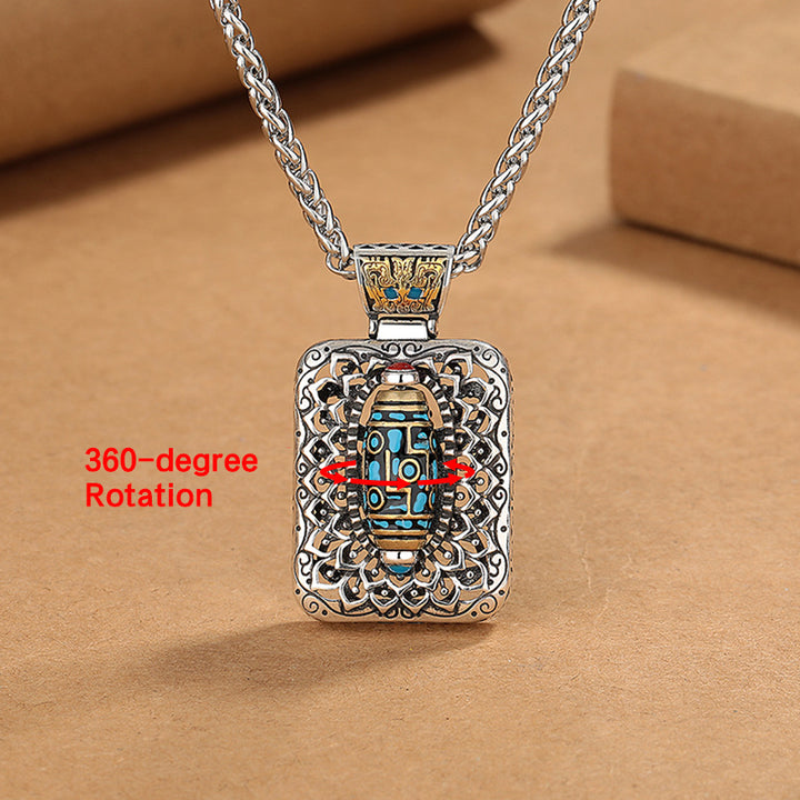 Colgante de collar giratorio curativo de cobre con diseño de cuentas Dzi de nueve ojos de Buddha Stones