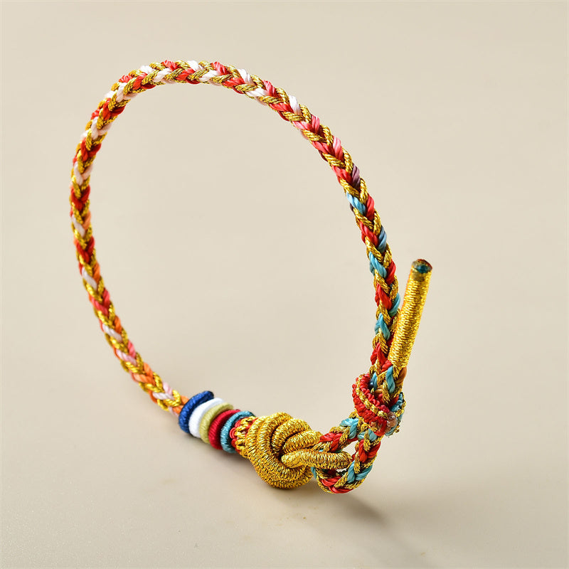 Pulsera de cuerda trenzada curativa de oro colorido hecha a mano con Buddha Stones