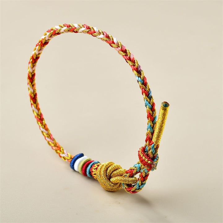 Pulsera de cuerda trenzada curativa de oro colorido hecha a mano con Buddha Stones
