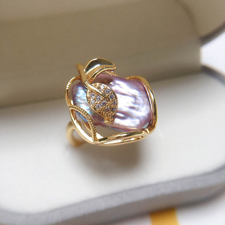 Anillo de riqueza de felicidad de flor de oro chapado en cobre y Buddha Stones