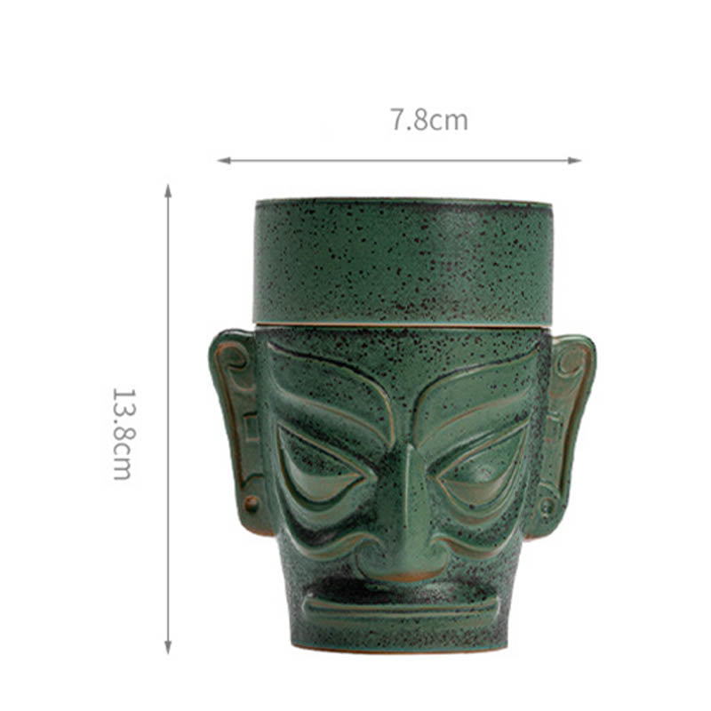 Buddha Stones Reliquias de la Edad de Bronce Máscara Sanxingdui Montículo de Tres Estrellas Quemador de Incienso curativo de cerámica