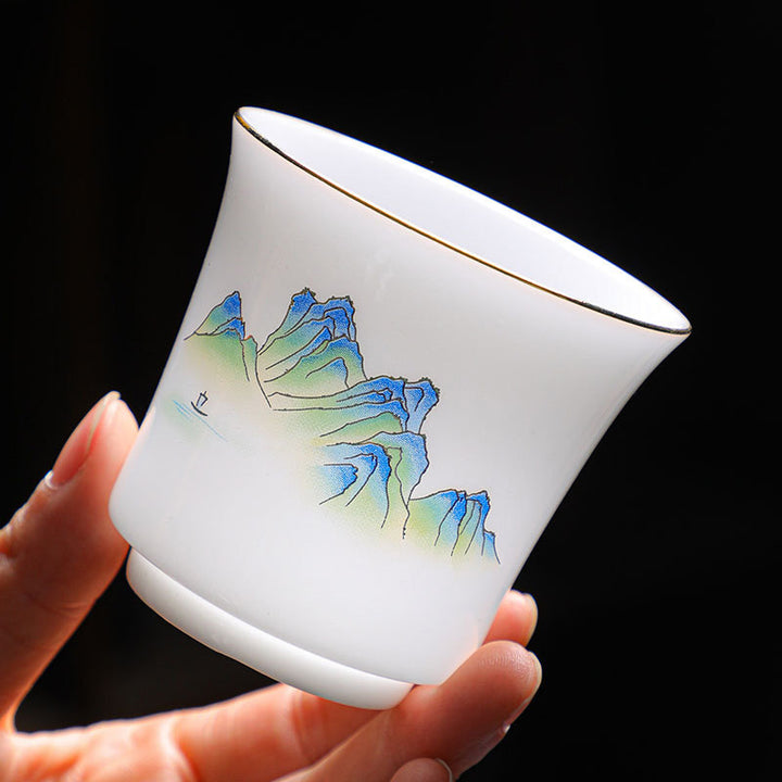 Taza de té de cerámica con diseño de árbol de ríos y montañas de piedras de Buddha Stones , taza de té de Kung Fu de 120ml