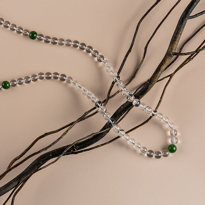 Pulsera de meditación de jade de cristal blanco de 108 cuentas Mala