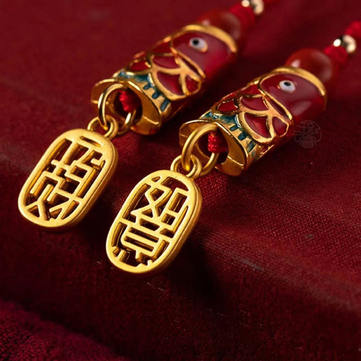 Buddha Stones, pez Koi, cinabrio que atrae la riqueza, deseo Ruyi, amuleto de suerte, decoración colgante para teléfono