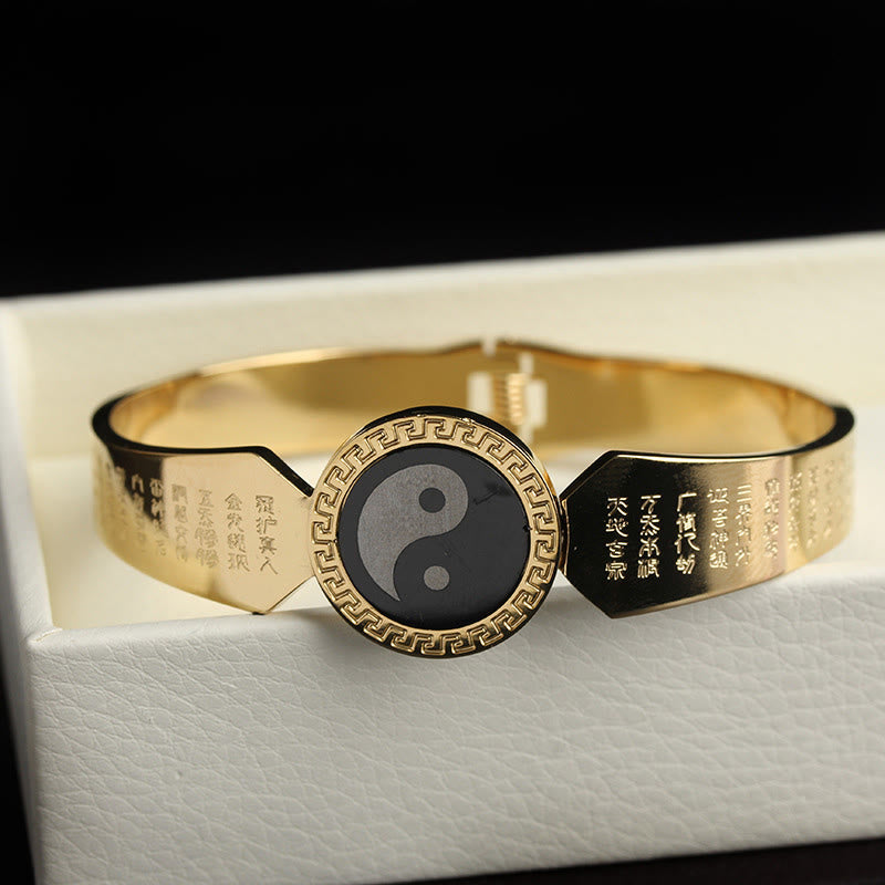 Brazalete de armonía de acero de titanio con Buddha Stones Yin Yang Lotus Om Mani Padme Hum Mantra