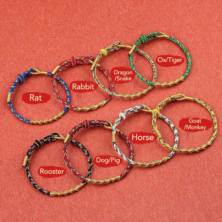 Pulsera de cuerda trenzada de protección de Buda Natal del zodiaco chino hecha a mano con Buddha Stones