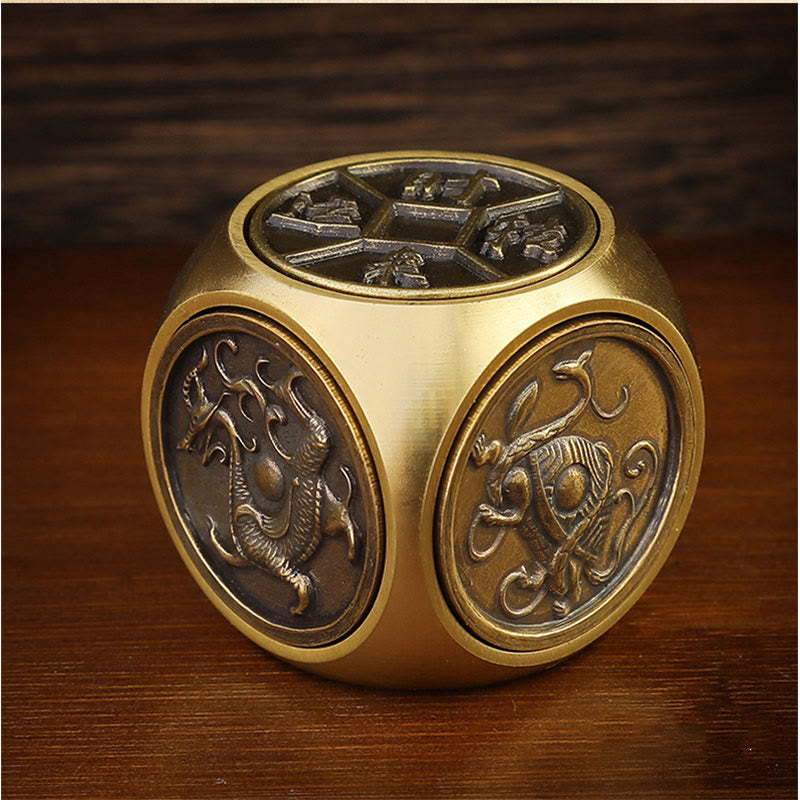 Buddha Stones cuatro bestias Feng Shui Yin Yang Bagua moneda de cobre armonía decoración giratoria