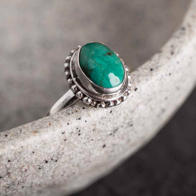 Anillo de amor de sabiduría turquesa de plata de ley 925 con Buddha Stones