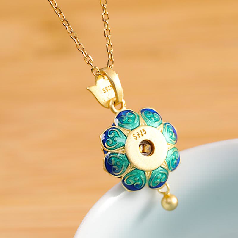 Colgante de plata de ley 925 con rueda de oración de loto del Tíbet y ágata roja - image 3