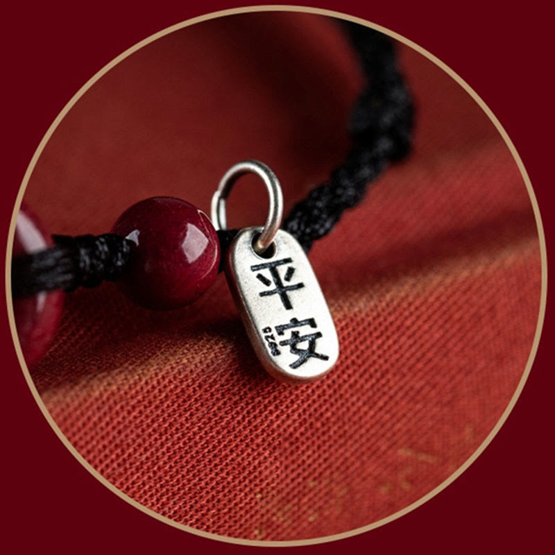 Pulsera tobillera con hebilla de paz de cinabrio hecha a mano con Buddha Stones, abalorio seguro y saludable, pulsera de bendición