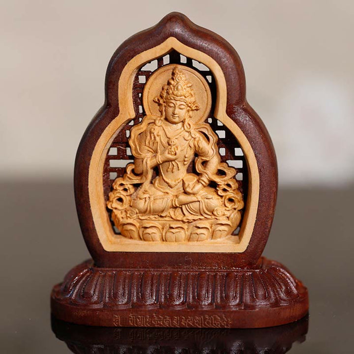 Estatua de la compasión grabada en madera de Buda Vajrasattva, decoración - 7*7,5 cm - image 0