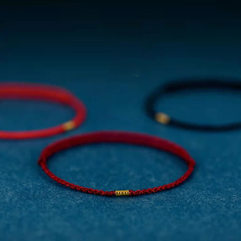 Tobillera de pulsera de hilo trenzado con cuentas doradas de la suerte de plata de ley 925 con Buddha Stones