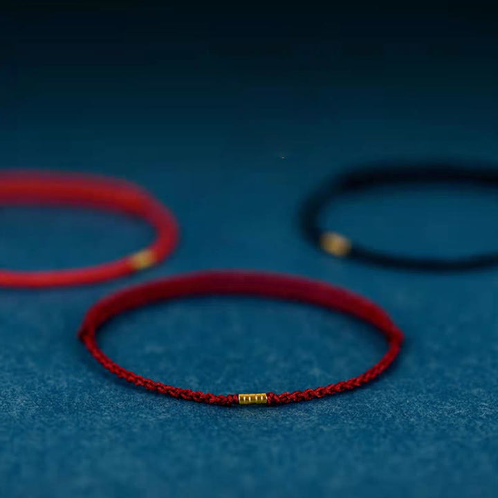 Tobillera de pulsera de hilo trenzado con cuentas doradas de la suerte de plata de ley 925 con Buddha Stones