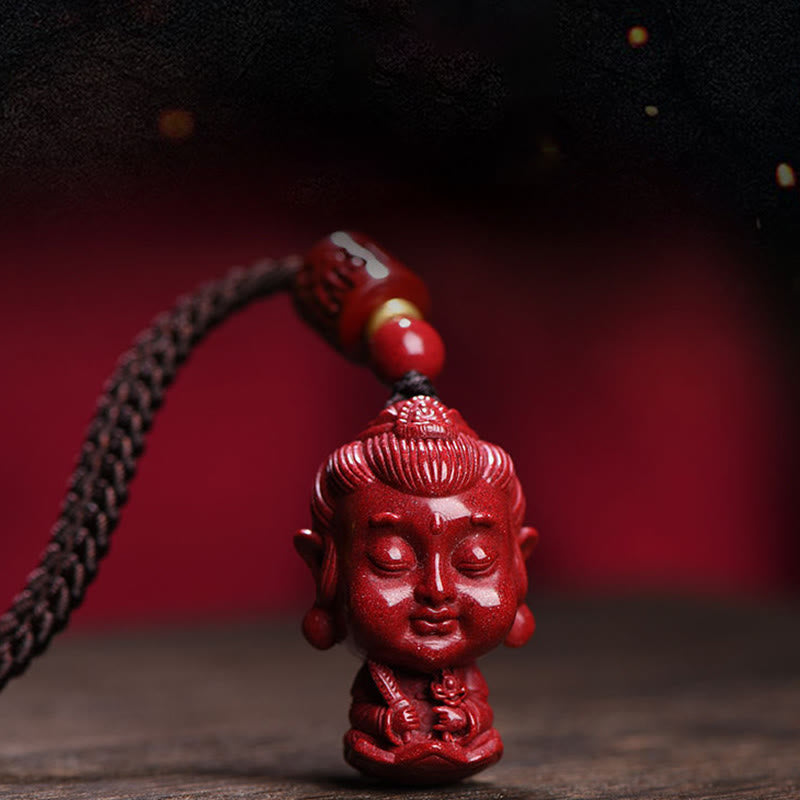 Buddha Stones del zodiaco chino, Buda natal, amuleto de cinabrio Natural, colgante para mantener alejados los espíritus malignos