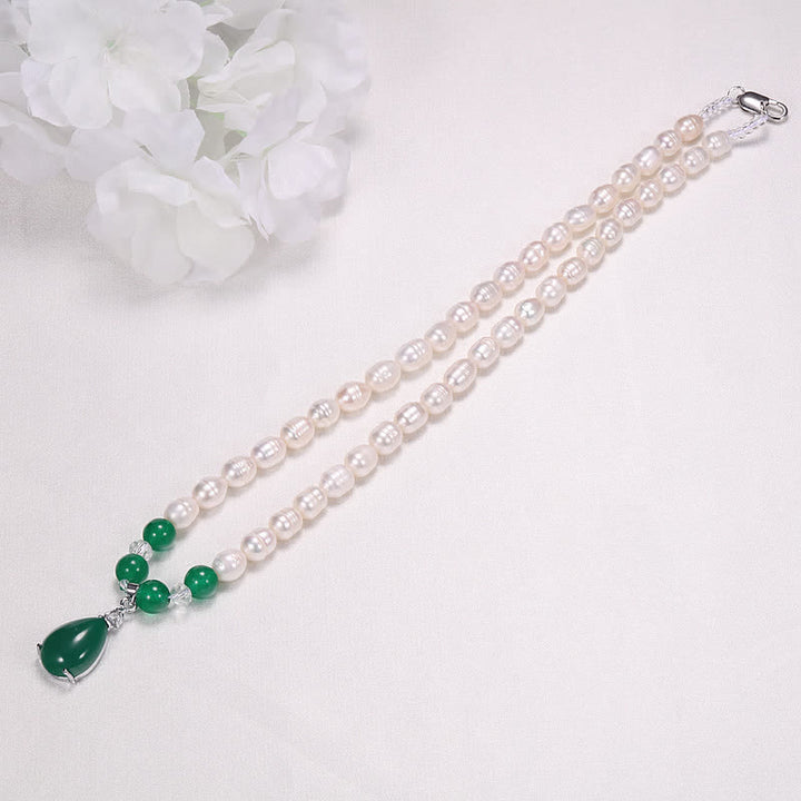 Colgante de collar de paz con cuentas de perlas y gotas de agua