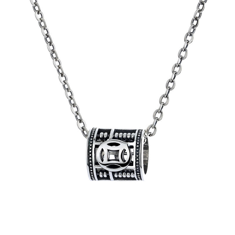 Buddha Stones de Plata de Ley 925, Ábaco de la riqueza, moneda de cobre, cuentas de la suerte, colgante de collar de bendición