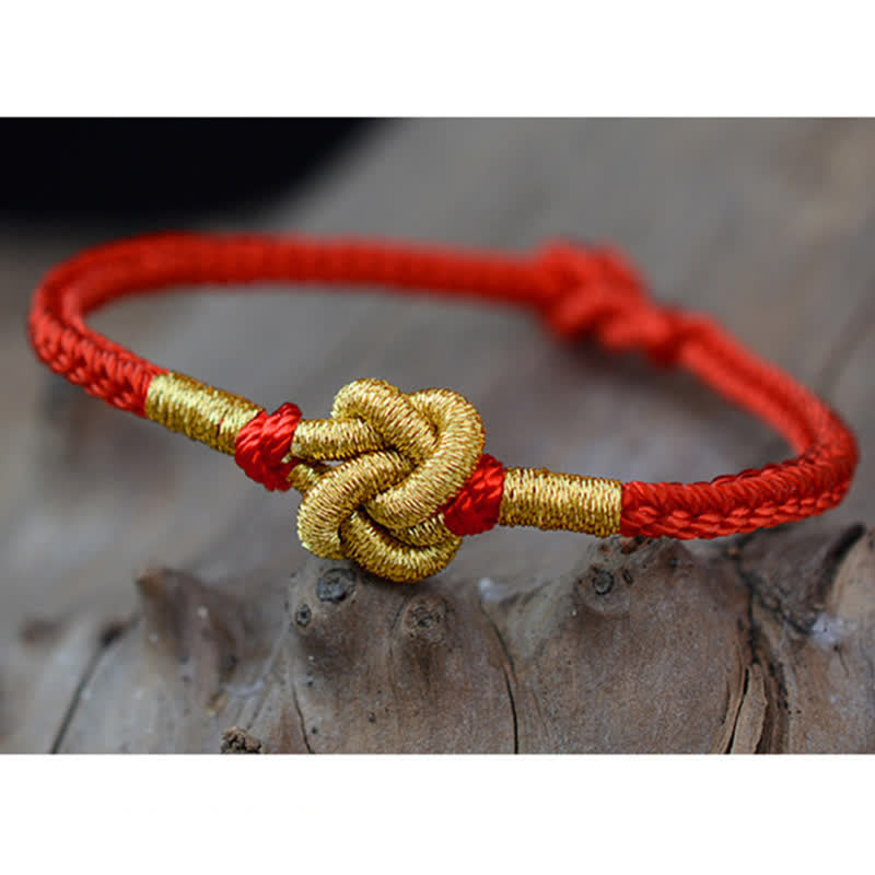 Pulsera de cuerda trenzada de fuerza de la suerte anudada china de diseño simple hecha a mano