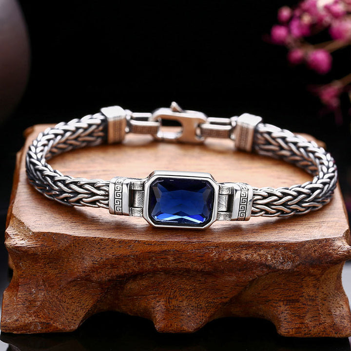 Pulsera con hebilla de riqueza curativa con diseño trenzado de quilla de dragón acrílico azul Retro con Buddha Stones