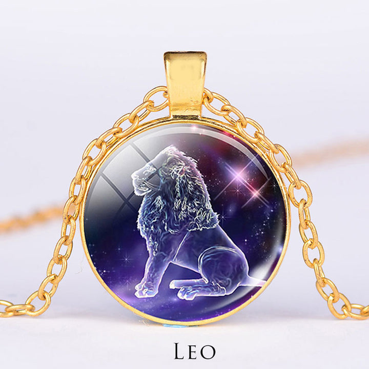 12 Constelaciones del Zodíaco Luna Cielo Estrellado Protección Bendición Collar Colgante