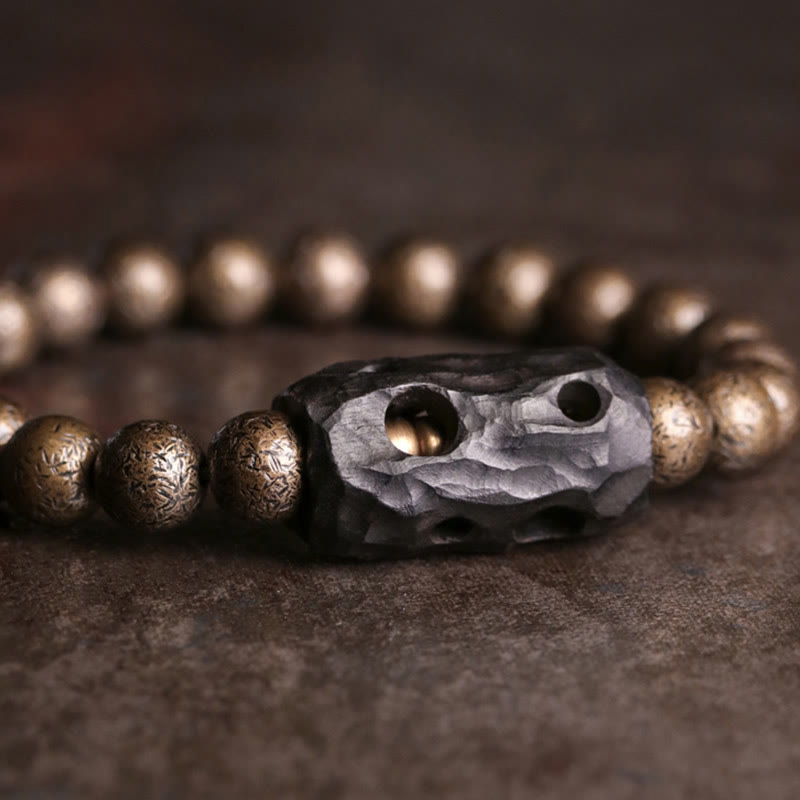 Pulsera con cuentas de equilibrio de paz, cobre, madera de ébano del Tíbet, Buddha Stones