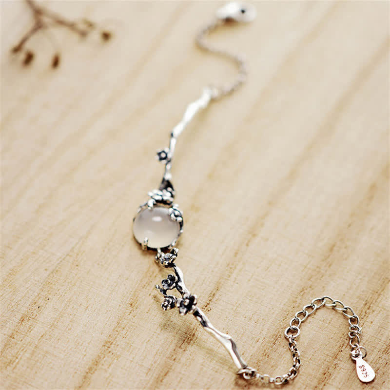 Pulsera Positiva Calcedonia Flor de Ciruelo Buddha Stones