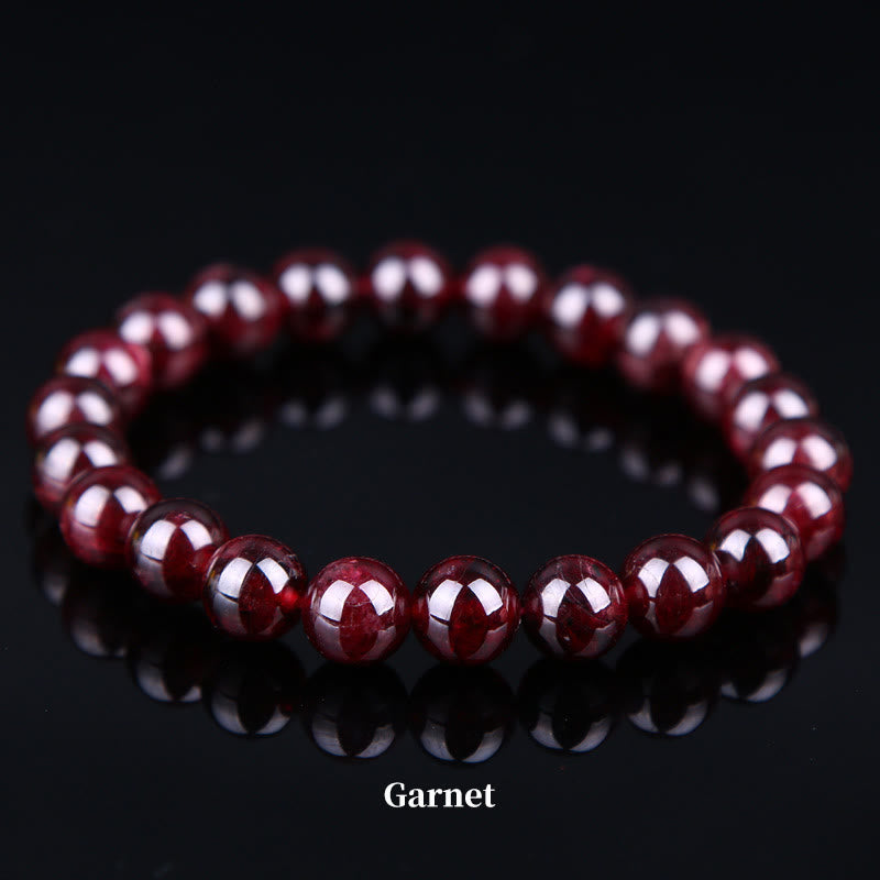 Pulsera de cuentas curativas de cuarzo con piedra natural de piedras de Buddha Stones - 8 mm - Granate - image 73