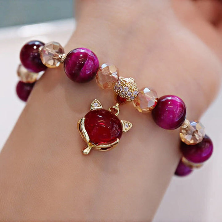 Pulsera de confianza en uno mismo con protección de zorro PiXiu y ojo de tigre rojo de Buddha Stones