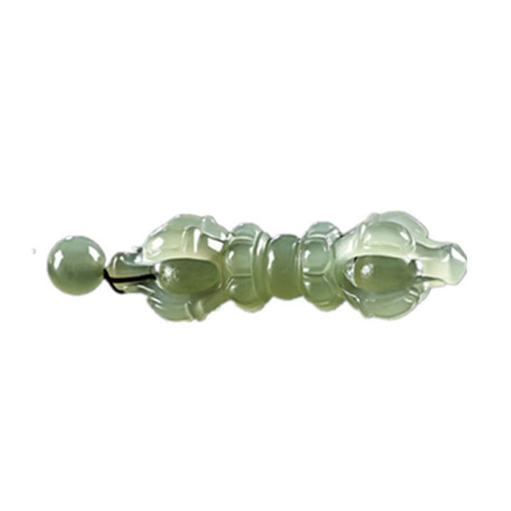 Colgante de collar de éxito grabado Dorje Vajra de Jade blanco de Jade cian hetiano Natural tibetano