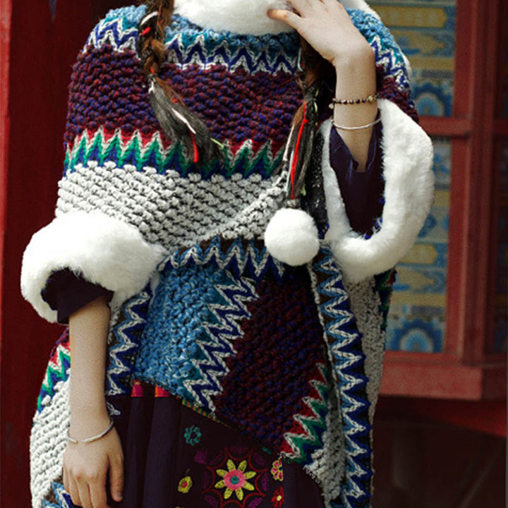 Mantón de rayas multicolor tibetano con Buddha Stones , bufanda de viaje acogedora para invierno