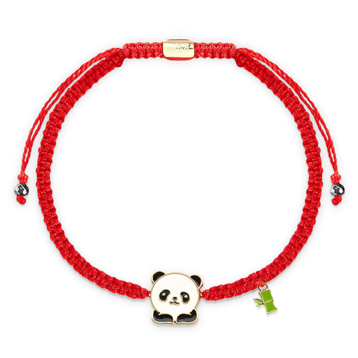 Pulsera de hilo rojo de la suerte de bambú Panda hecha a mano tibetana con Buddha Stones