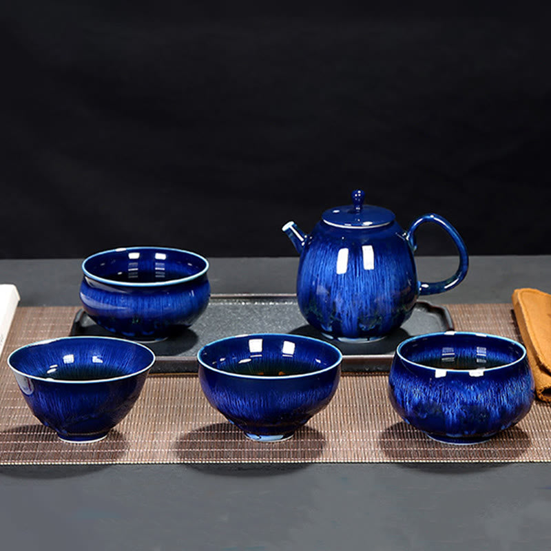 Taza de té de cerámica con cambio de horno de esmalte Jianzhan chino , Buddha Stones, taza de té Tenmoku Kung Fu