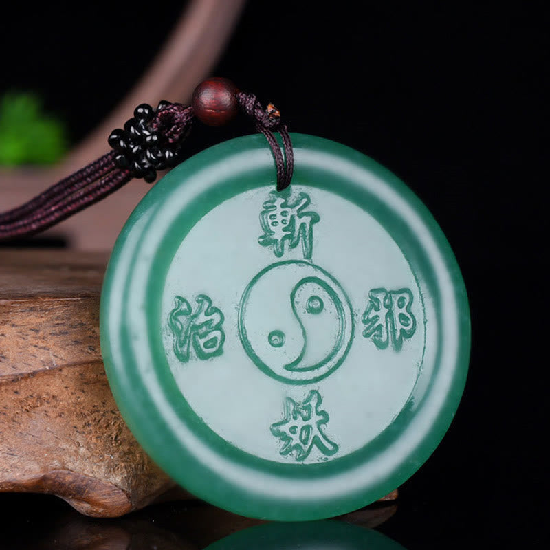Colgante de collar de equilibrio Yin Yang de aventurina verde con Buddha Stones - image 2