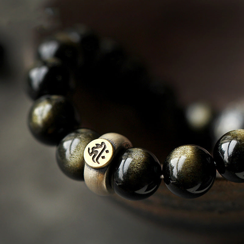 Pulsera de purificación de obsidiana de Buda natal del zodiaco chino de Buddha Stones