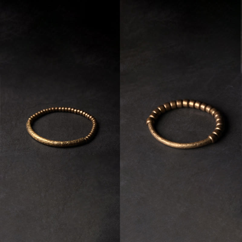 Pulsera de la riqueza de la suerte con cuentas de cobre y latón de diseño simple de Buddha Stones
