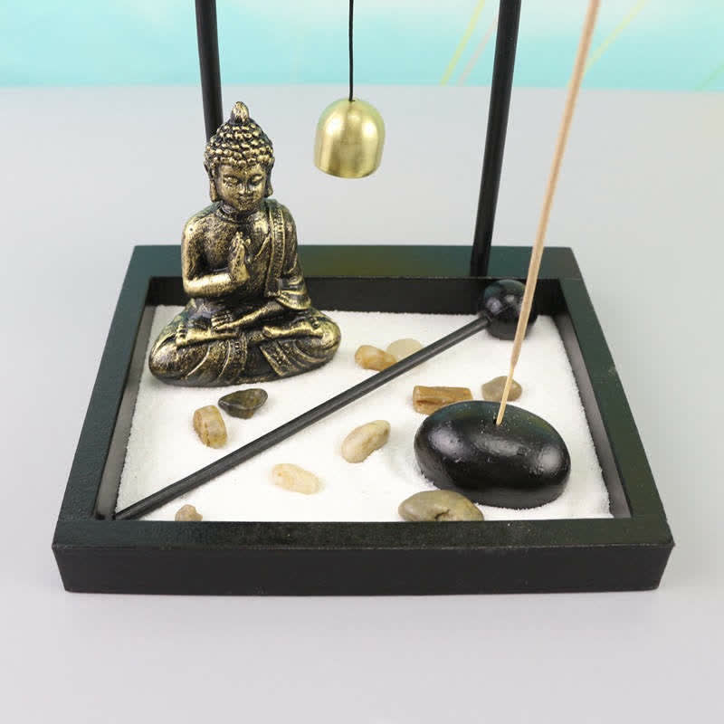 Estatua de Buda rocas meditación paz Zen jardín conjunto decoración del hogar