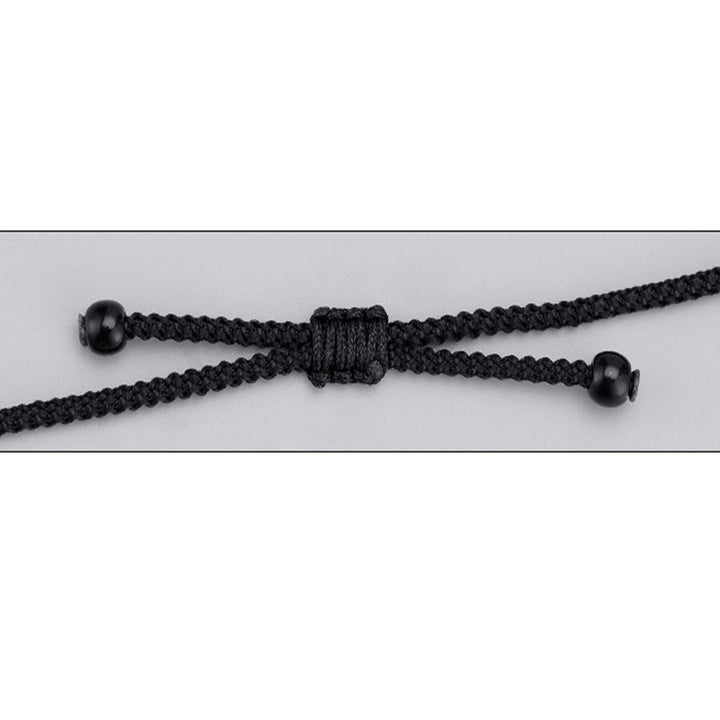 Collar con colgante de cuerda de protección con diseño de cuentas Dzi de nueve ojos de plata de ley 999 con Buddha Stones
