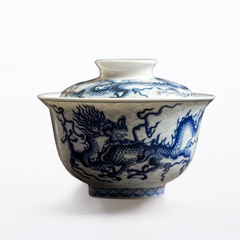 Tazas de té de cerámica con diseño de dragón azul y Buddha Stones, tazas de té de Kung Fu